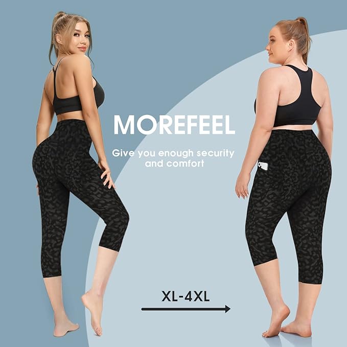 Plus Size Leggings for Women with Pockets-Stretchy XL-5XL Yoga Pants Tummy Control High Waist Workout Leggings