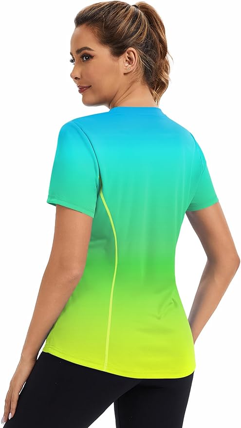 AVOOGUE Women's Short Sleeve Workout Tops Quick Dry Athletic UPF50+ Sun Protection Shirts Gym Hiking Running Yoga Clothes
