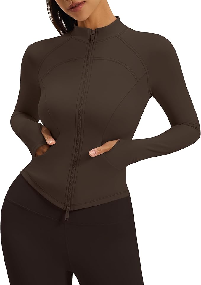Gacaky Womens Cropped Workout Running Jackets Lightweight Slim Fit Athletic Yoga Jacket Full Zip Tops with Pocket