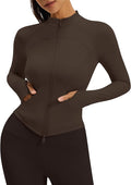 Gacaky Womens Cropped Workout Running Jackets Lightweight Slim Fit Athletic Yoga Jacket Full Zip Tops with Pocket