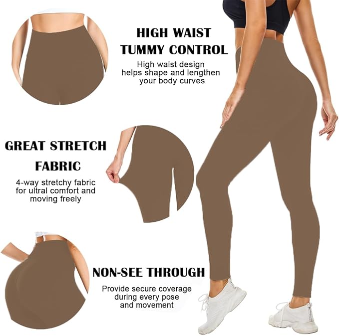 FULLSOFT Buttery Soft Leggings for Women - High Waisted Tummy Control No See Through Workout Yoga Cycling Tights Pants