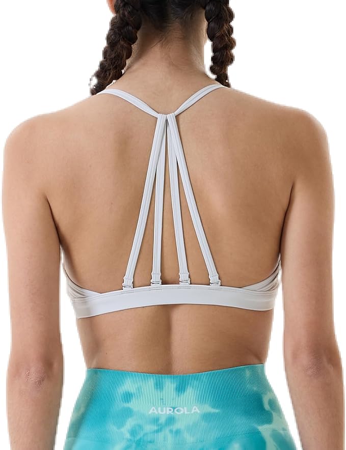 AUROLA Mercury Workout Sports Bras Women Athletic Removable Padded Backless Strapy Minimal Crop Top