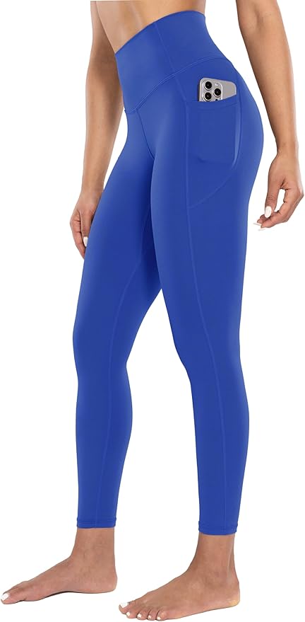 ENERBLOOM Workout Leggings with Pockets for Women High Waist Yoga Pants 25"/28" Cream Soft Lightweight Athletic Gym Tights