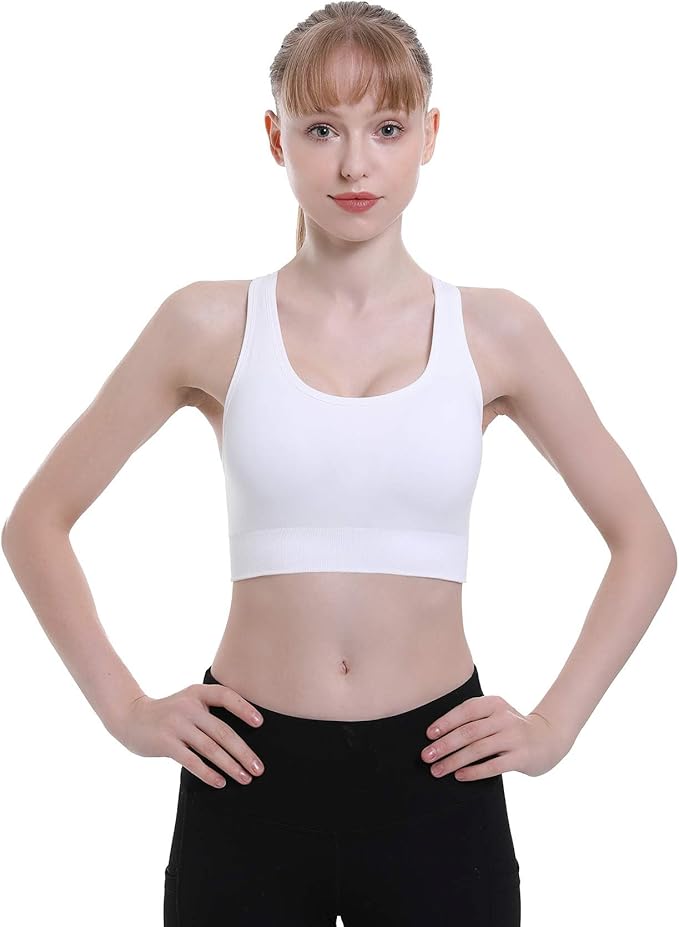 Double Couple Sports Bras for Women Padded High Impact Seamless Criss Cross Back Workout Tops Gym Activewear Bra Large