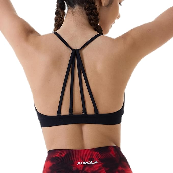 AUROLA Mercury Workout Sports Bras Women Athletic Removable Padded Backless Strapy Minimal Crop Top