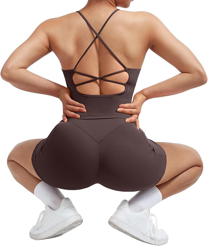SUUKSESS Women 2 Piece Workout Sets Padded Tank Tops Tummy Control Leggings Gym Outfits
