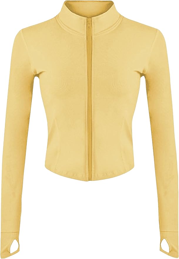 Lviefent Womens Lightweight Full Zip Running Track Jacket Workout Slim Fit Yoga Sportwear with Thumb Holes