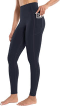 ENERBLOOM Workout Leggings with Pockets for Women High Waist Yoga Pants 25"/28" Cream Soft Lightweight Athletic Gym Tights
