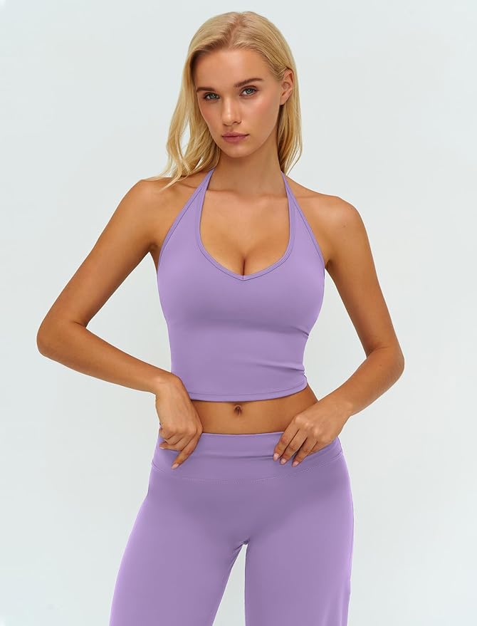 QBGJTD Womens Workout Sets Two Piece Spaghetti Straps Crop Top Matching Straight Leg Pants Gym Work Pilates Outfits