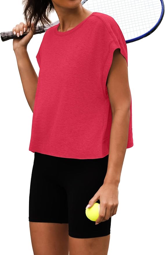 Women Open Back Workout Shirts Short Sleeve Tops Casual Yoga Y2k Athletic Gym Running Crop Tees