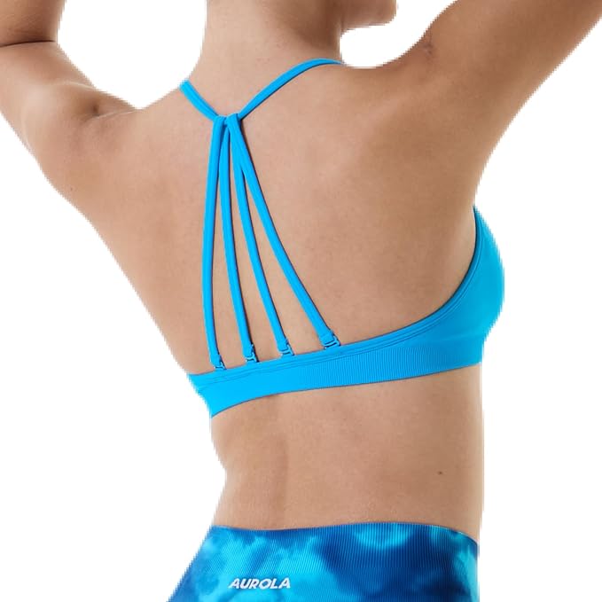 AUROLA Mercury Workout Sports Bras Women Athletic Removable Padded Backless Strapy Minimal Crop Top