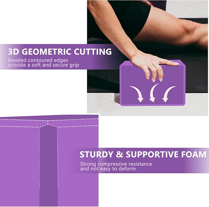 9"x6"x3" Yoga Blocks, Soft Non-Slip Surface Premium Foam Blocks, Supportive, Lightweight, Odor Resistant, Yoga Accessories for Pilates Meditation General Fitness Stretching Toning