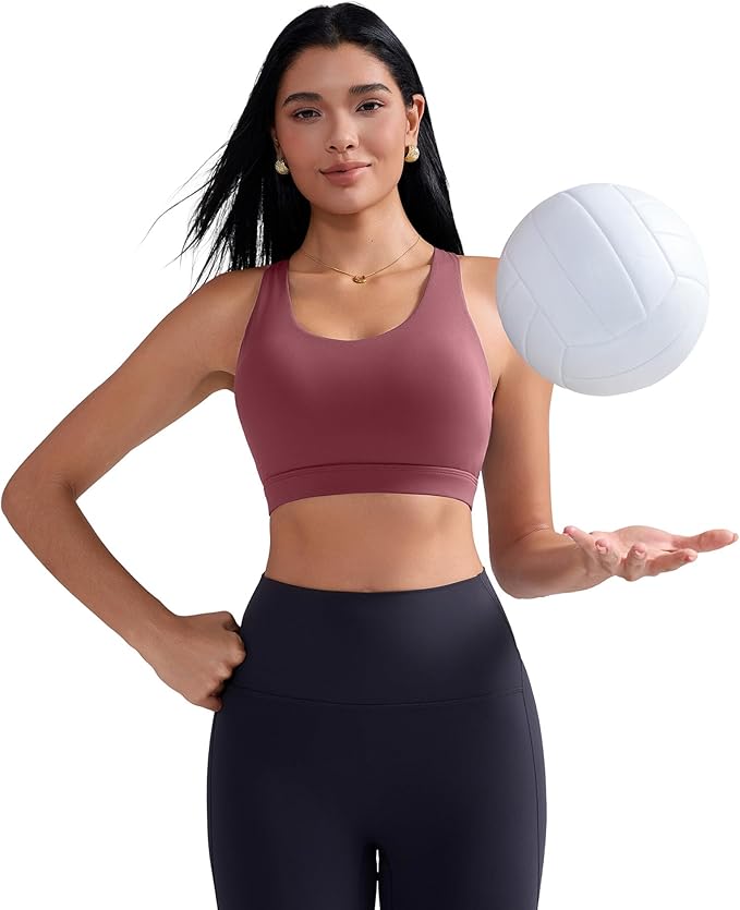 RUNNING GIRL Sports Bras for Women,Padded Strappy Sports Bras Criss-Cross Back Medium Support Sports Bras with Removable Cups