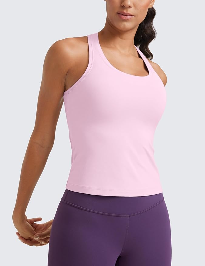 CRZ YOGA Butterluxe Racerback Tank Tops for Women - Yoga Workout Casual Gym Athletic Camisole Tight Sleeveless Shirts