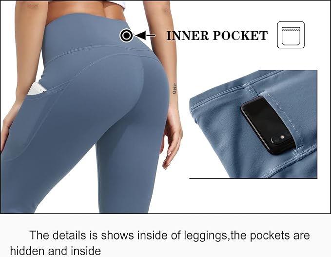 Dragon Fit High Waist Yoga Leggings with 3 Pockets,Tummy Control Workout Running 4 Way Stretch Yoga Pants
