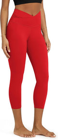 ODODOS Women's Cross Waist Yoga Leggings with Inner Pocket, 23"/25"/28" Gathered Crossover Workout Yoga Pants