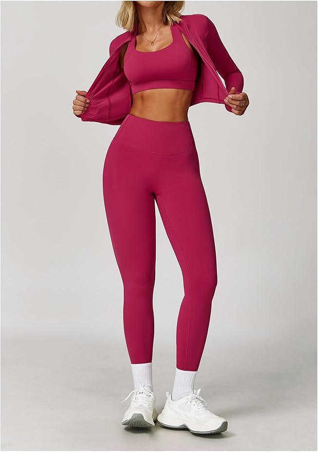 Yknktstc Womens Full Zip Athletic Jacket with Thumbhole Long Sleeve Crop Top Running Workout Yoga Sportswear Shirt