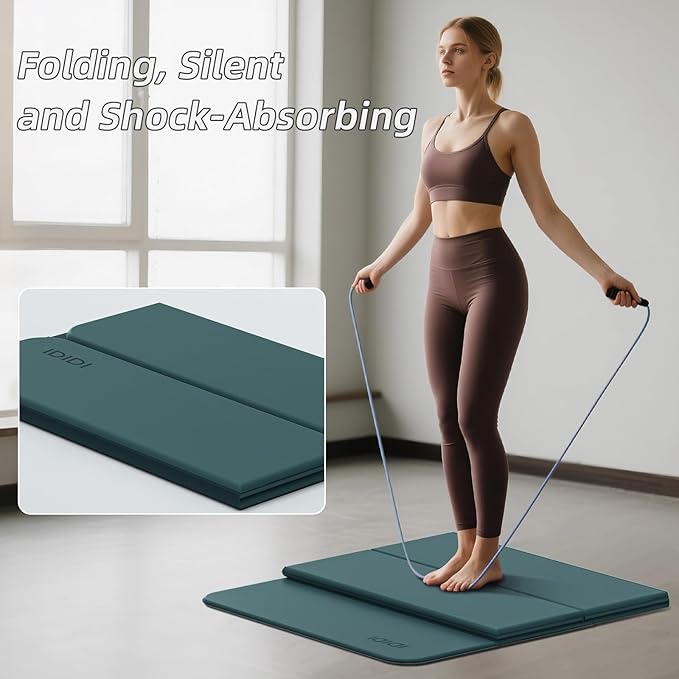 Foldable Yoga Mat Extra Thick 0.32 Inches-SGS Certified POE Material Exercise Mat, Non-Slip Design Fitness Mats, Multi-Purpose Workout Mats For Studio or Home Use