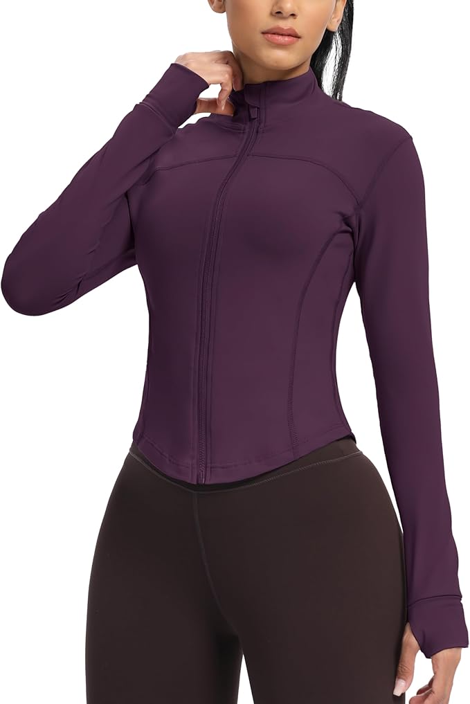 GYM RAINBOW Womens Zip Up Workout Jakcets Lightweight Slim Fit Running Athletic Jackets with Thumb Holes