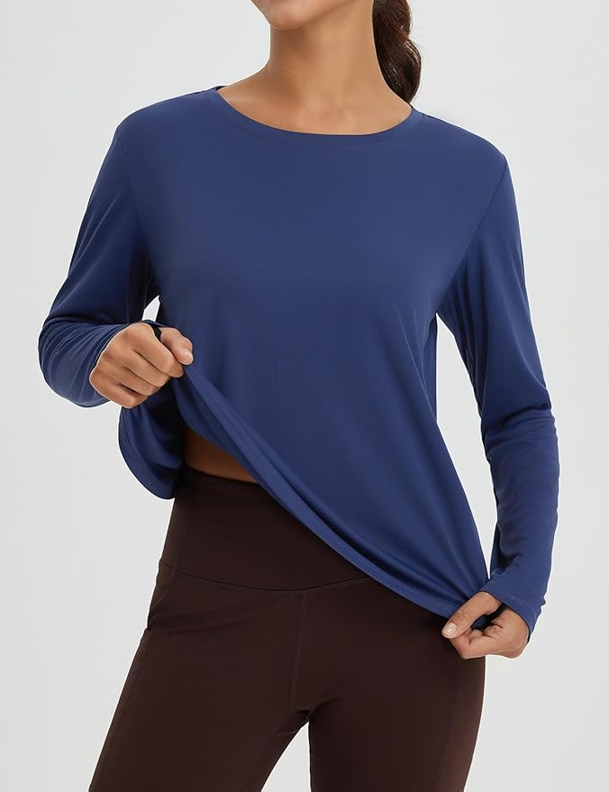 baleaf Women's Running Sun Shirts Long Sleeve UPF 50+ Workout Tops UV Athletic Split Back Quick Dry Lightweight