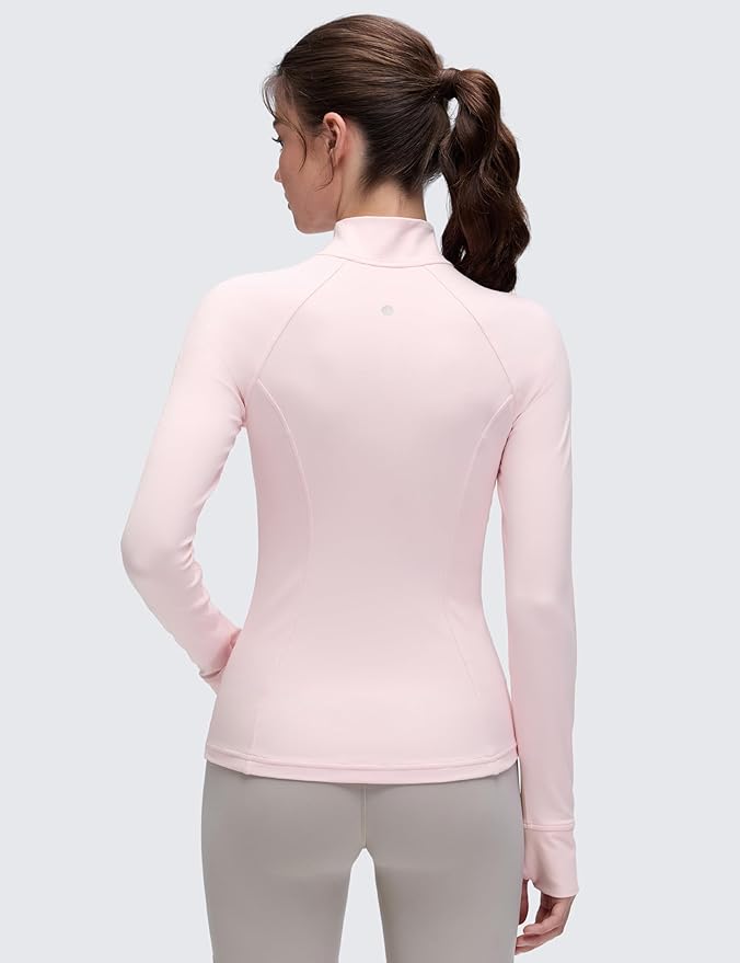 CRZ YOGA Butterluxe Hip Length Jackets for Women - Full Zip Athletic Track Tops with Thumb Holes Pockets
