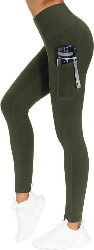 THE GYM PEOPLE Thick High Waist Yoga Pants with Pockets, Tummy Control Workout Running Yoga Leggings for Women