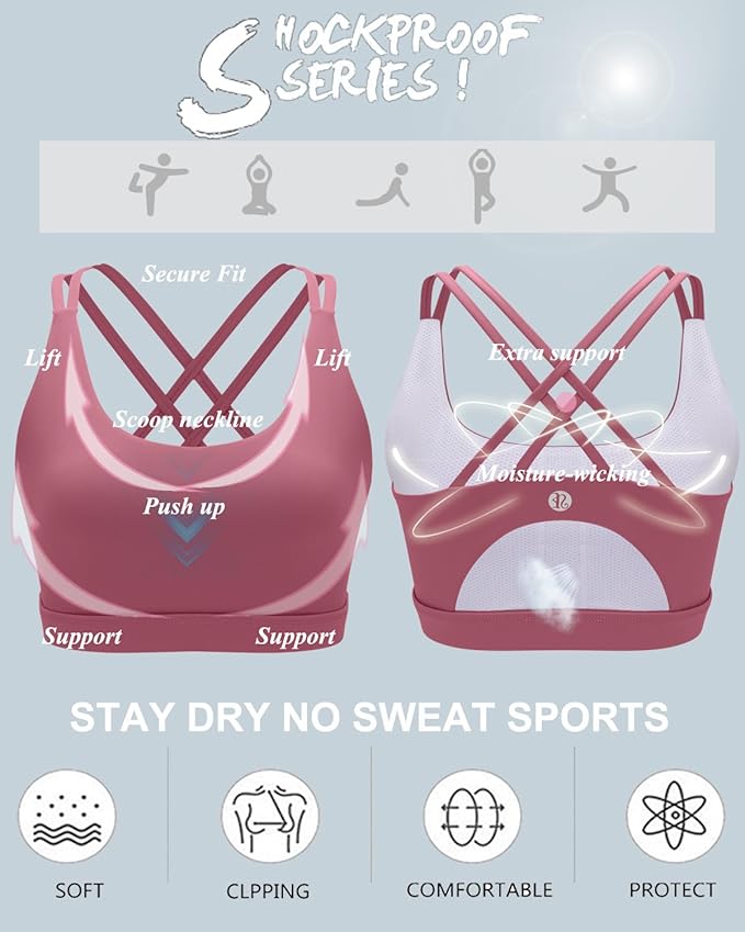 RUNNING GIRL Sports Bras for Women,Padded Sports Bra Tank Top Sexy Crisscross Back High Impact Longline Workout Yoga Bra