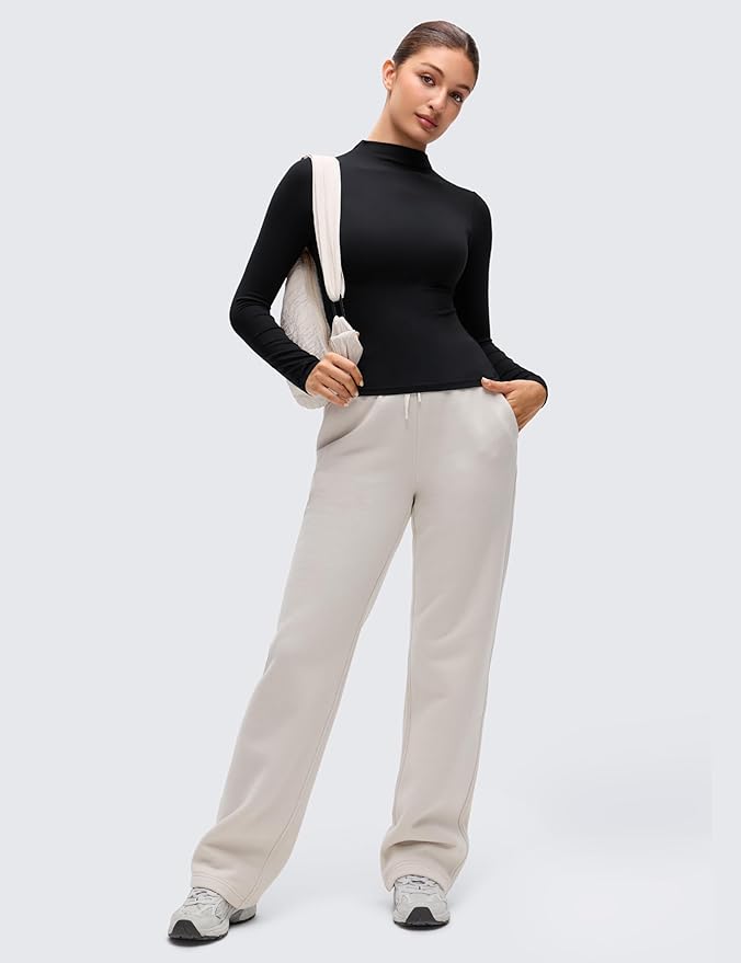 CRZ YOGA Softembrace Mock Neck Long Sleeve Shirts for Women - Casual Going Out Comfort Tops Soft Fitted Layer Underwear Tees