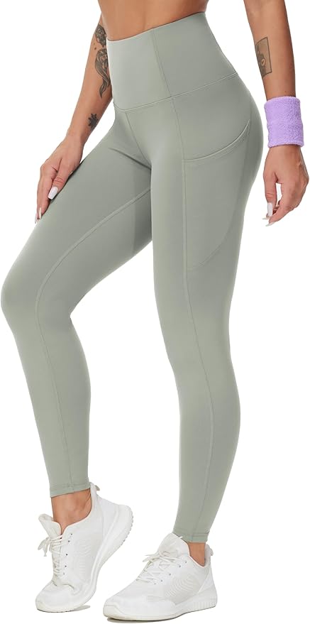 THE GYM PEOPLE Thick High Waist Yoga Pants with Pockets, Tummy Control Workout Running Yoga Leggings for Women
