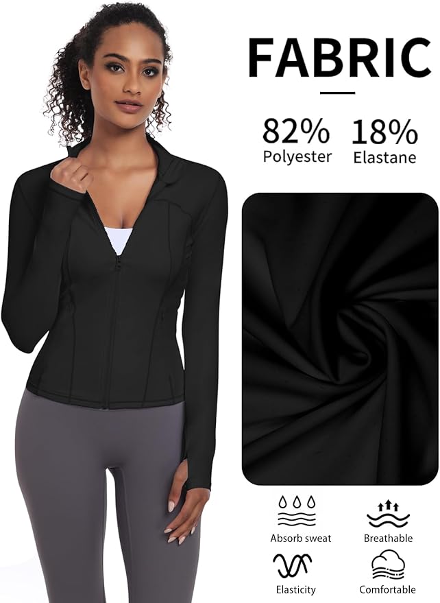 VUTRU Womens Workout Yoga Jacket Lightweight Zip Up Athletic Jacket Lightweight Cropped Jacekt with Pockets