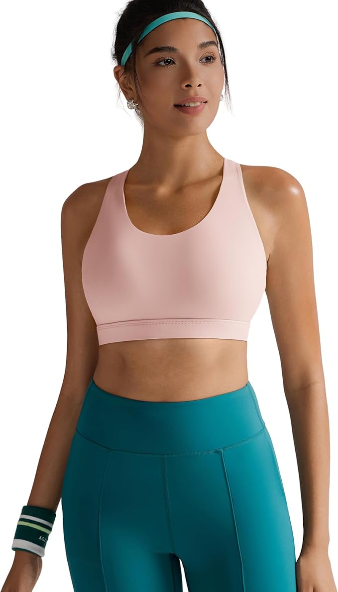 RUNNING GIRL Sports Bras for Women,Padded Strappy Sports Bras Criss-Cross Back Medium Support Sports Bras with Removable Cups