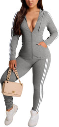 YeGine Women 2 Piece Outfits Long Sleeve Tracksuit Bodycon Matching Sets Hoodie Jacket Jogging Suit