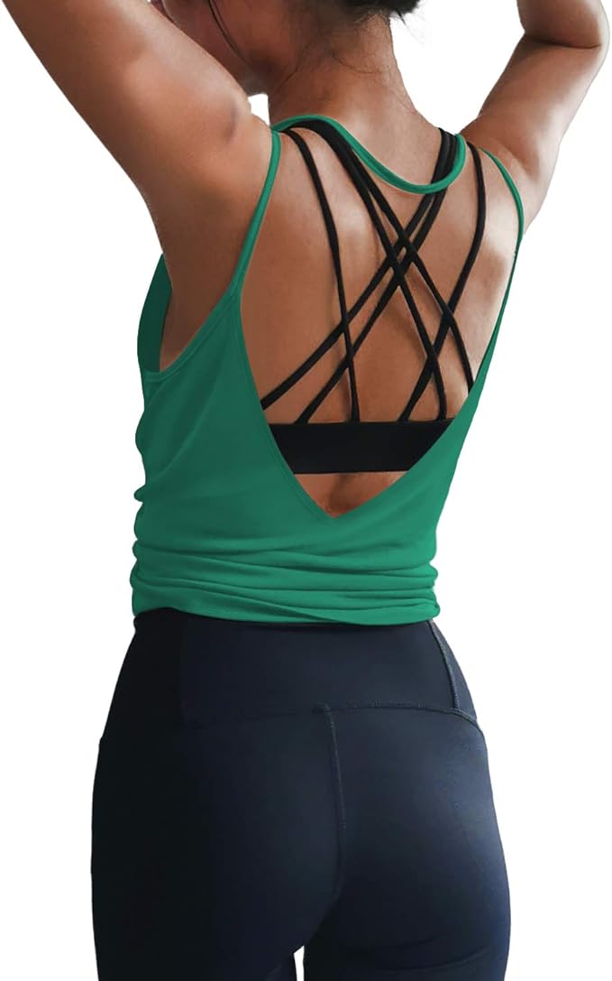 LEXISLOVE Womens Workout Shirts Sexy Open Back Activewear Workout Clothes Sports Yoga Tank Tops