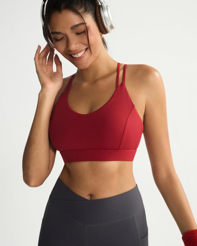 RUNNING GIRL Sports Bras for Women,Strappy Crisscross Back Padded Low Impact Running Sports Bra with Removable Cups