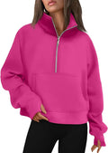 AUTOMET Womens Sweatshirts Half Zip Cropped Pullover Fleece Quarter Zipper Hoodies 2026 Fall Fashion Outfits Clothes