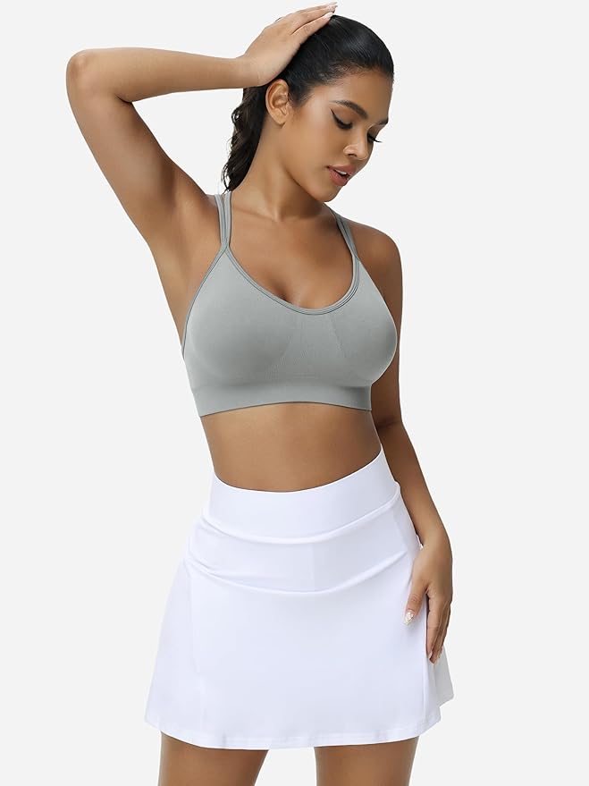 VEQKING Women's Cross Back Sports Bra Padded Strappy Medium Support Yoga Bra for Workout Fitness 3 Pack