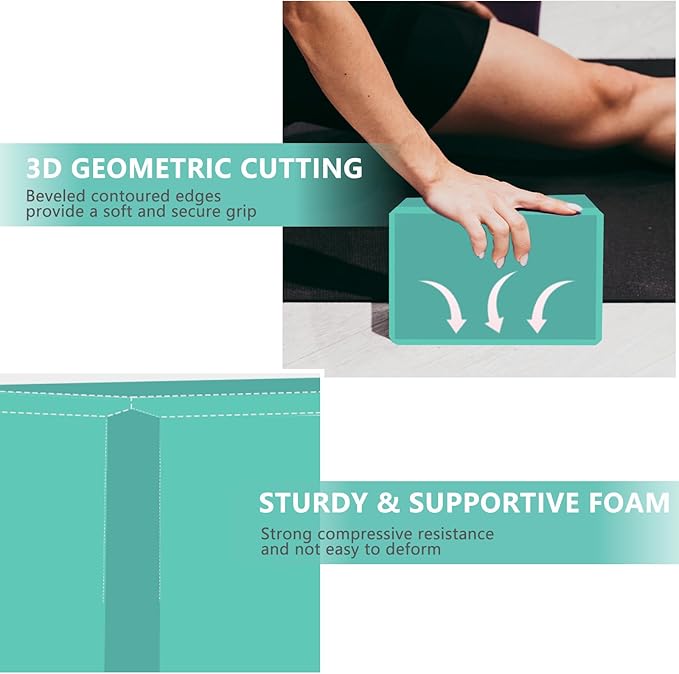9"x6"x3" Yoga Blocks, Soft Non-Slip Surface Premium Foam Blocks, Supportive, Lightweight, Odor Resistant, Yoga Accessories for Pilates Meditation General Fitness Stretching Toning