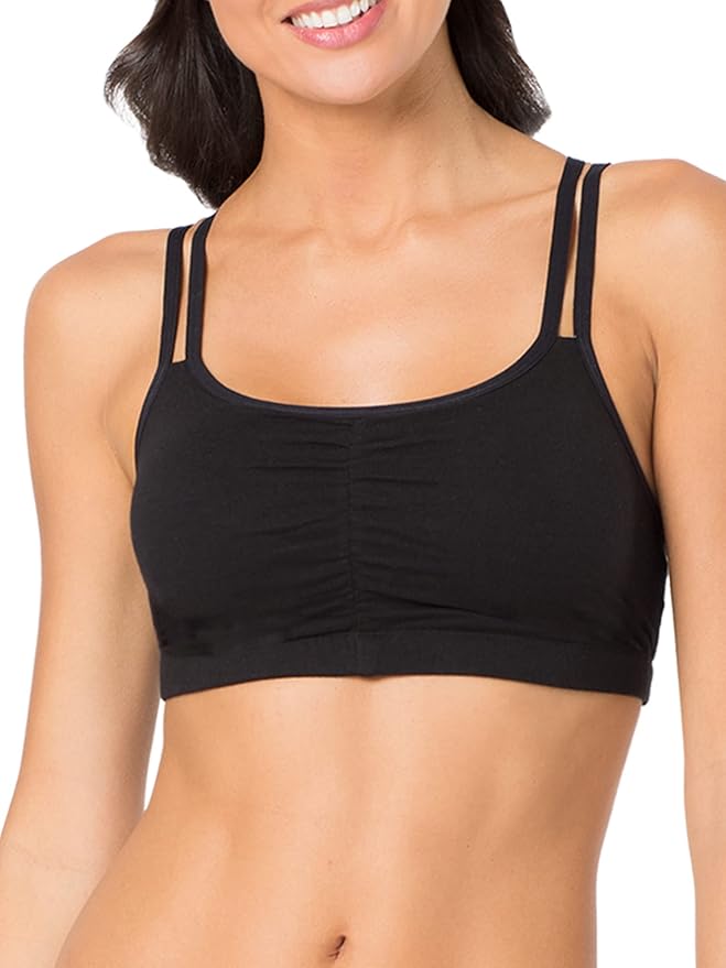Fruit of the Loom Women's Spaghetti Strap Cotton Sports Bra - All-Day Comfort & Easy Movement