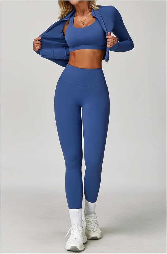 Yknktstc Womens Full Zip Athletic Jacket with Thumbhole Long Sleeve Crop Top Running Workout Yoga Sportswear Shirt
