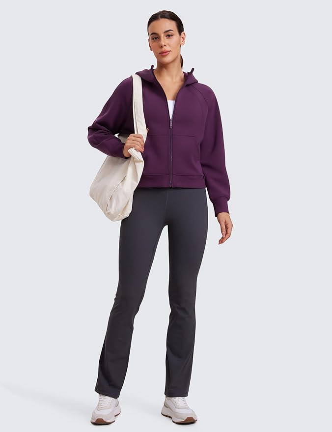 CRZ YOGA Womens SoftAura Full Zip Up Hoodie Workout Casual Hooded Sweatshirt Long Sleeve Athletic Jacket