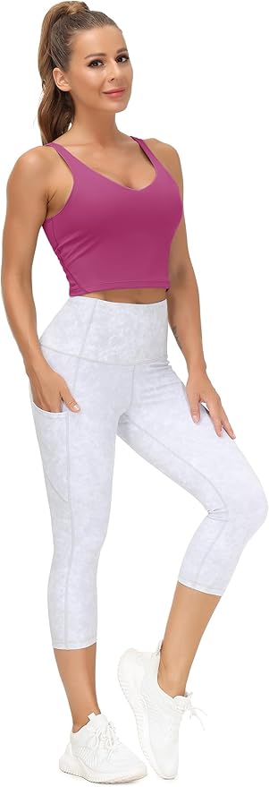 THE GYM PEOPLE Womens' Sports Bra Longline Wirefree Padded with Medium Support