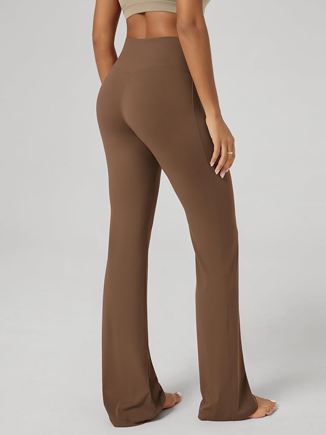 ODODOS Women's Powerful Tummy Control Flared Yoga Pants 2.0 High Waist Workout Bootcut Leggings with Inner Pocket- 29" / 31"