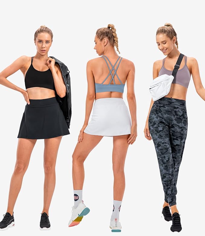 VEQKING Women's Cross Back Sports Bra Padded Strappy Medium Support Yoga Bra for Workout Fitness 3 Pack