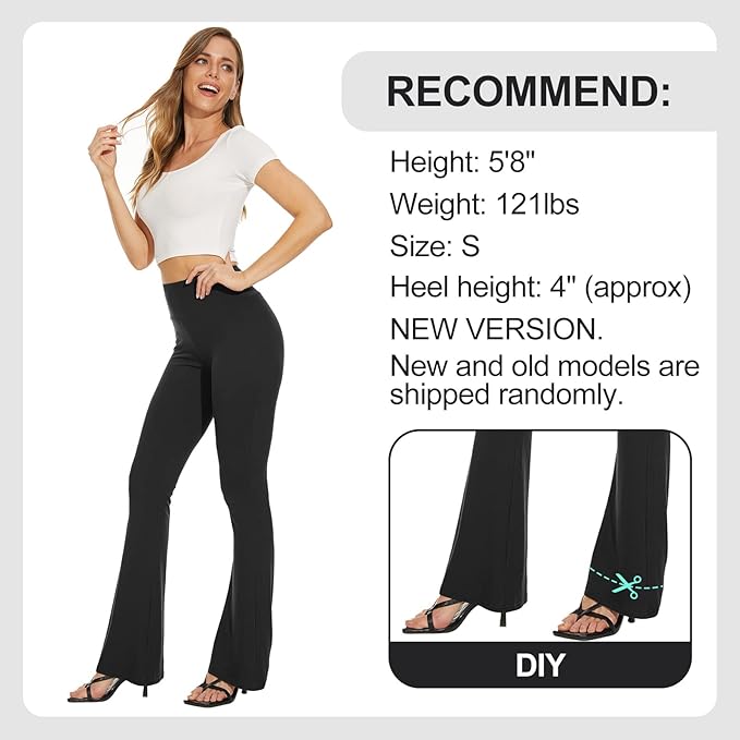 TNNZEET Black Flare Leggings for Women, Crossover Yoga Pants with Pockets Bootcut Flared Leggings