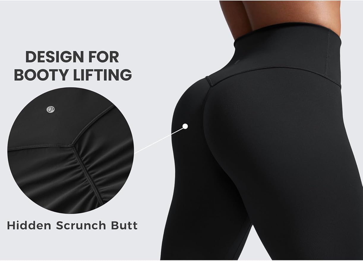 CRZ YOGA Secretsculpt Butterlift Workout Leggings 25" - No Front Seam High Waisted Womens Yoga Pants Booty Scrunch Butt