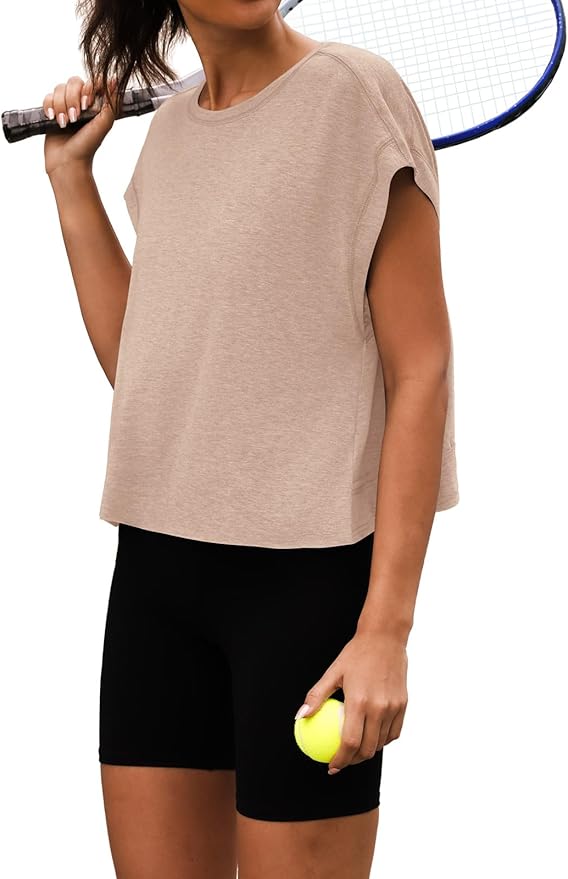 Women Open Back Workout Shirts Short Sleeve Tops Casual Yoga Y2k Athletic Gym Running Crop Tees