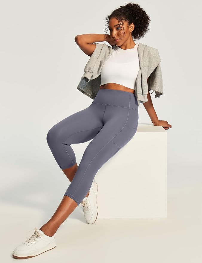 Ewedoos Capri Leggings for Women High Waisted Yoga Pants with Pockets for Women Tummy Control Workout Leggings Yoga Capris