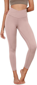 ODODOS Women's Cross Waist Yoga Leggings with Inner Pocket, 23"/25"/28" Gathered Crossover Workout Yoga Pants