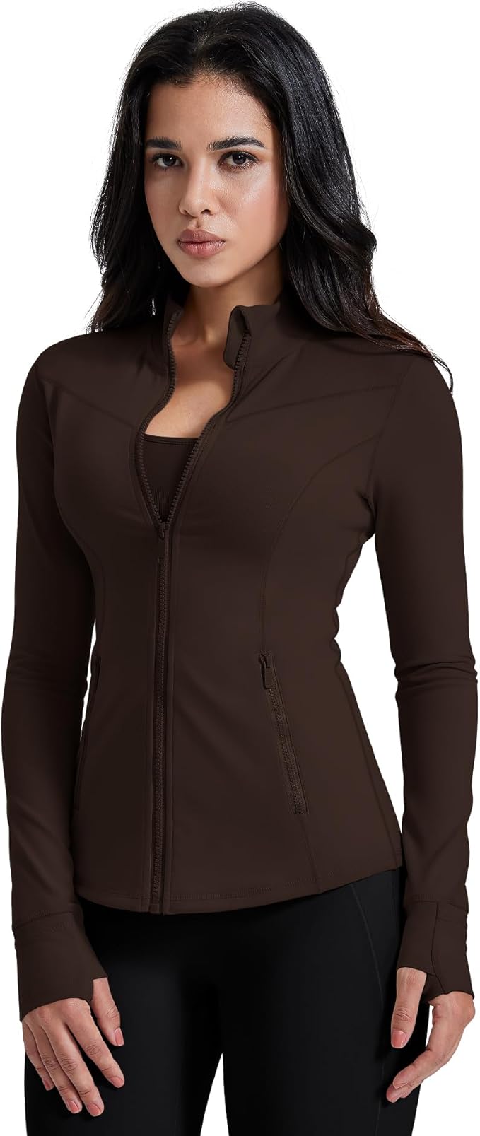 AVGO Womens Running Jackets Lightweight Slim Fit Workout Jacket Zip Up Athletic Track Gym Tops with Pockets & Thumb holes