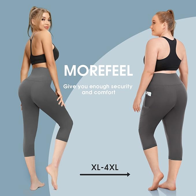 Plus Size Leggings for Women with Pockets-Stretchy XL-5XL Yoga Pants Tummy Control High Waist Workout Leggings